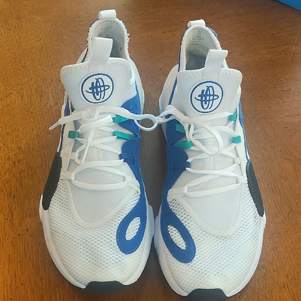 Nike White and Blue Athletic Sneakers